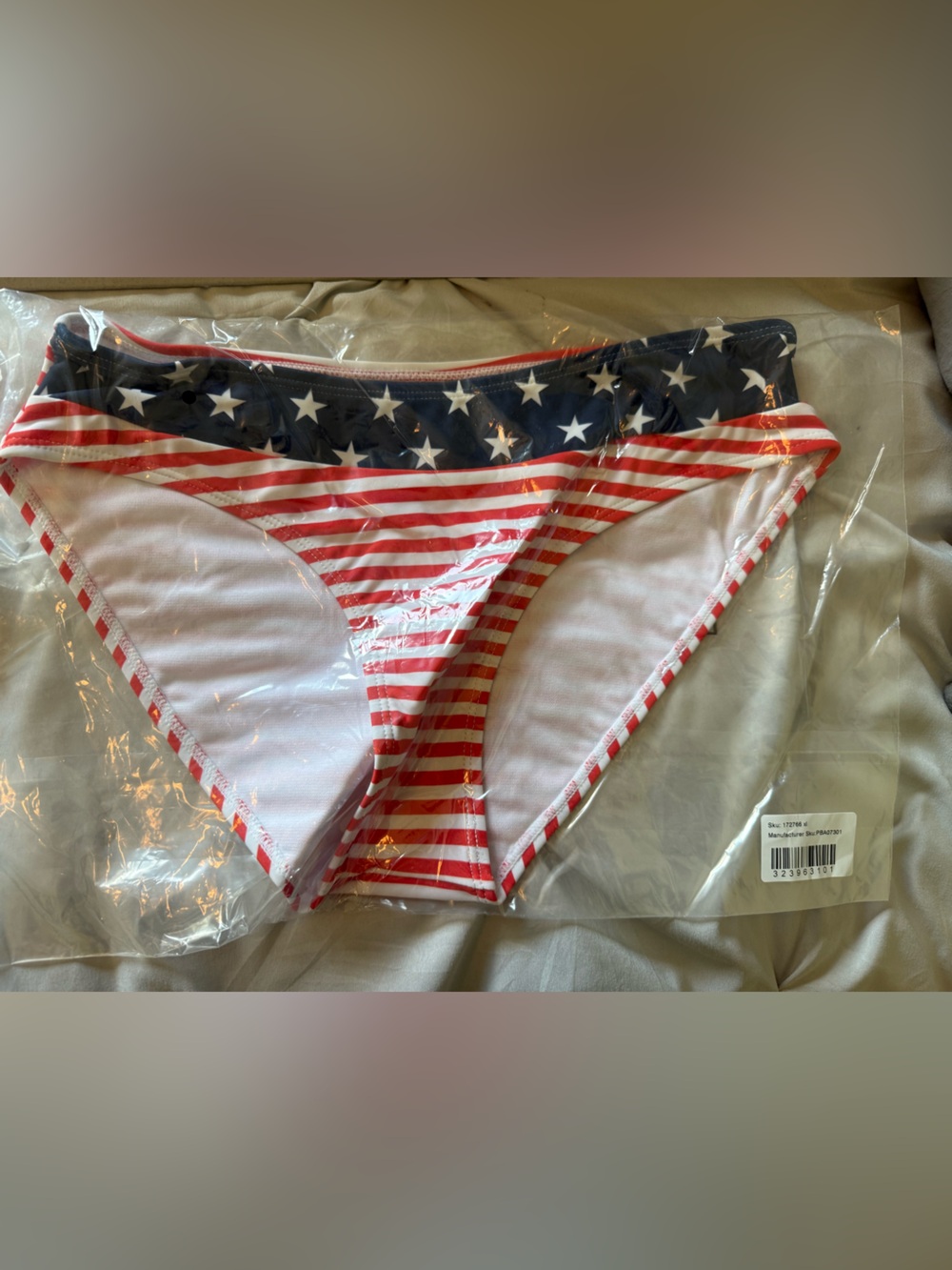 NWT- Pink Lily- American Flag Bikini Bottoms- Size XL